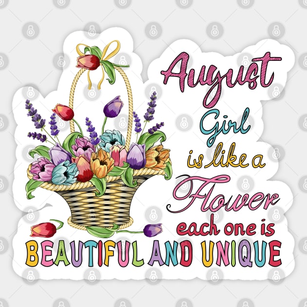 August Girl - Flower Basket Sticker by Designoholic